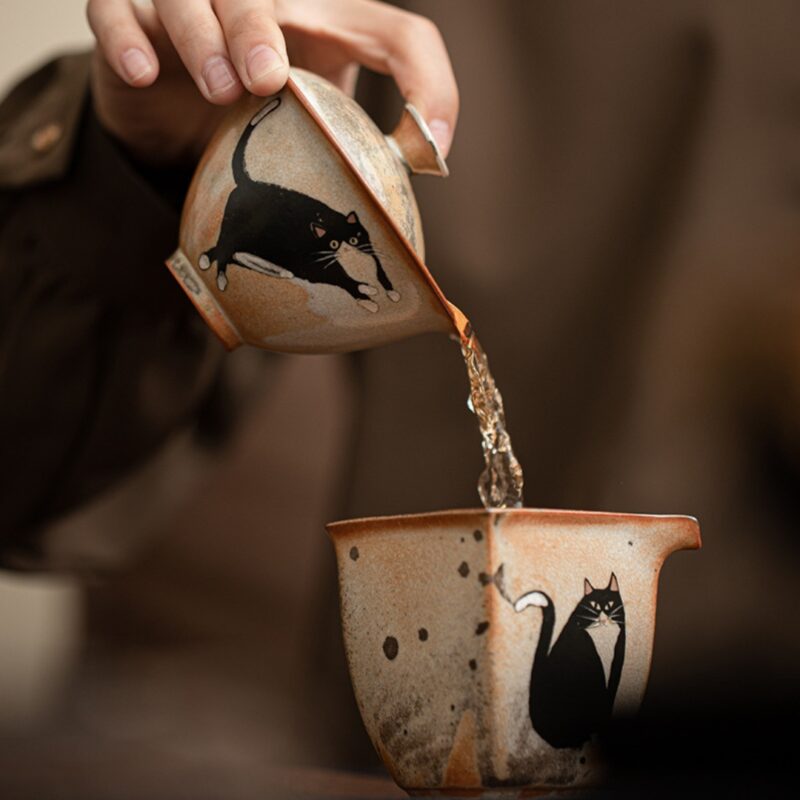 5 Soda Fired Gradient Glaze Ceramic Kitten 160ml FairCup GongDao Bei