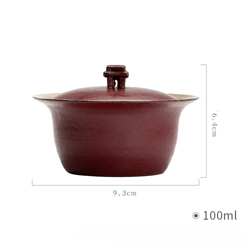 849 (24) Japanese Style Ceramic Red Stone Gate 100ml Gaiwan