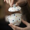853 (10) Jade White Porcelain Polka Dot 120ml Gaiwan
