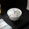853 (12) Jade White Porcelain Polka Dot 120ml Gaiwan