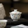 853 (13) Jade White Porcelain Polka Dot 120ml Gaiwan