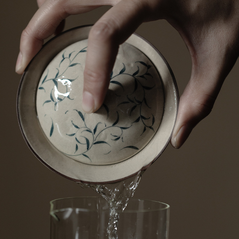 856 (2) Handmade Powder Glaze Ceramic Spring Buds 120ml Gaiwan