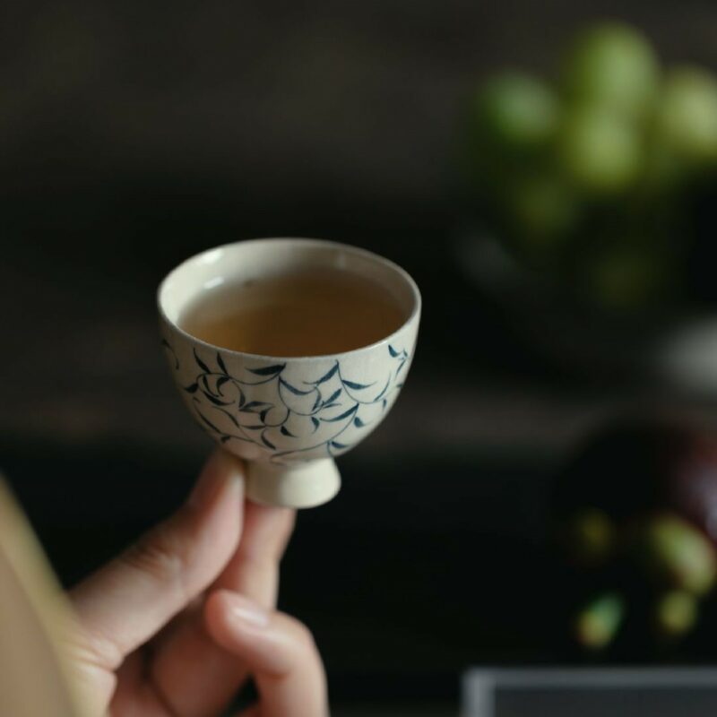 856 (7) Handmade Powder Glaze Ceramic Spring Buds 120ml Gaiwan