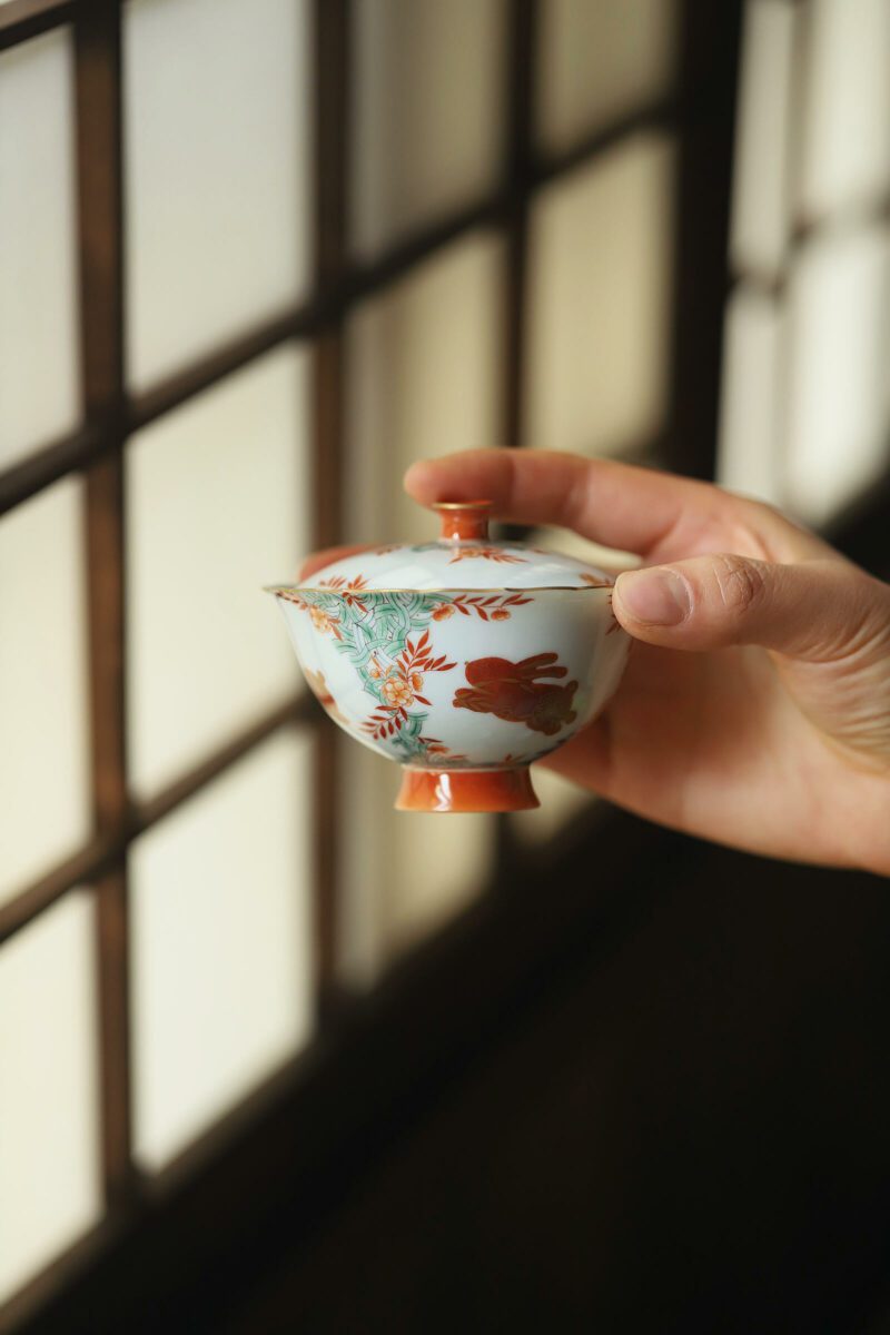 Handmade Hand-painted Ceramic Auspicious Bunny 120ml Gaiwan