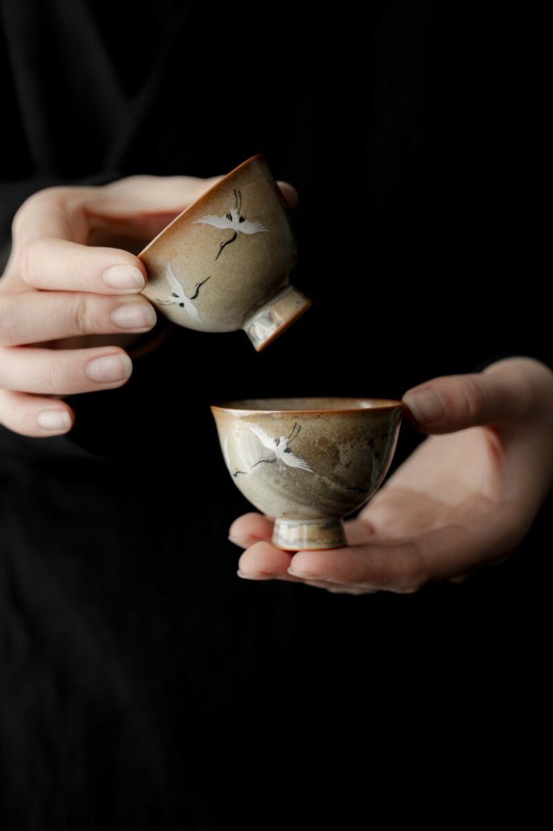 860 (1) Soda Fired Gradient Glaze Ceramic Crane 100ml Teapot
