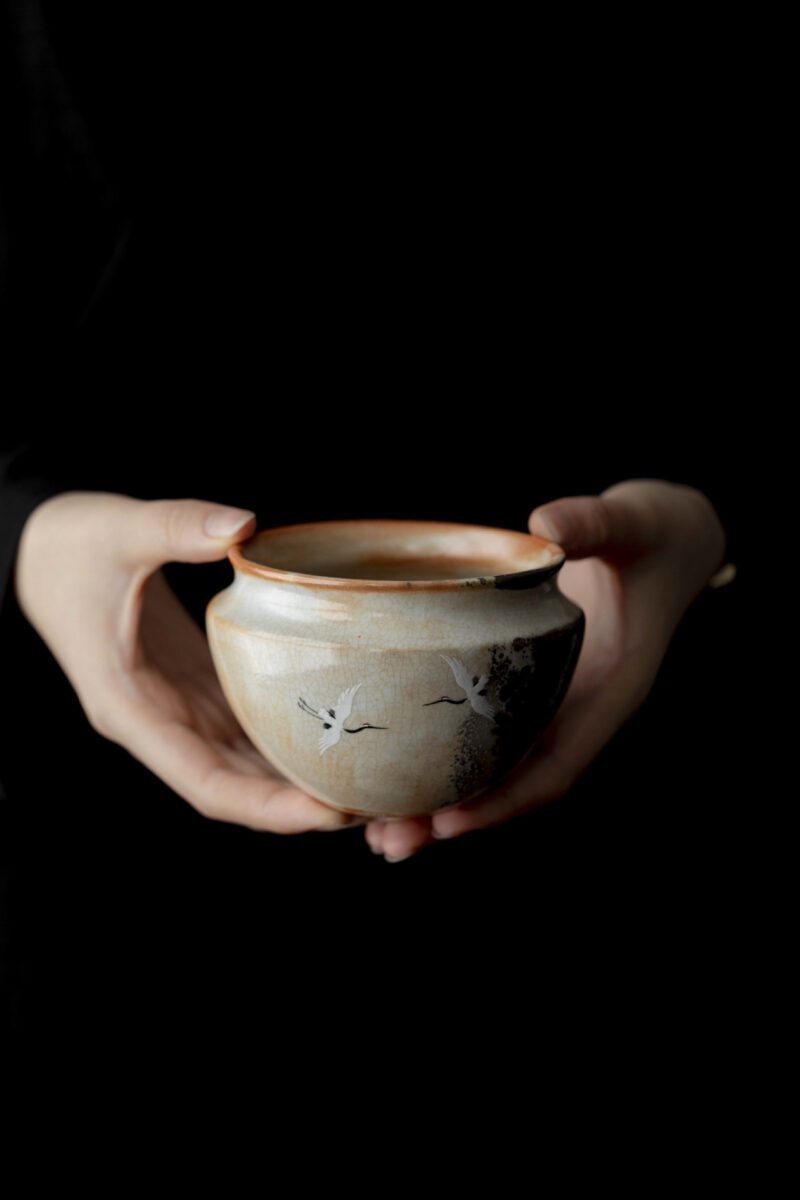 860 (5) Soda Fired Gradient Glaze Ceramic Crane 100ml Teapot