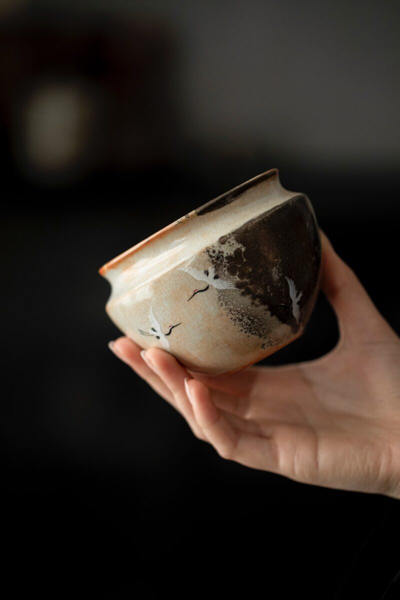 860 (7) Soda Fired Gradient Glaze Ceramic Crane 100ml Teapot