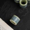 863 (7) Hand-painted Qinghua Ceramic Tao Tie Pattern Ring Lid Holder