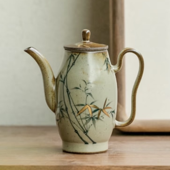Hand-painted Vintage Style Ceramic Bamboo 120ml Chinese Teapot1 Hand-painted Vintage Style Ceramic Bamboo 120ml Chinese Teapot