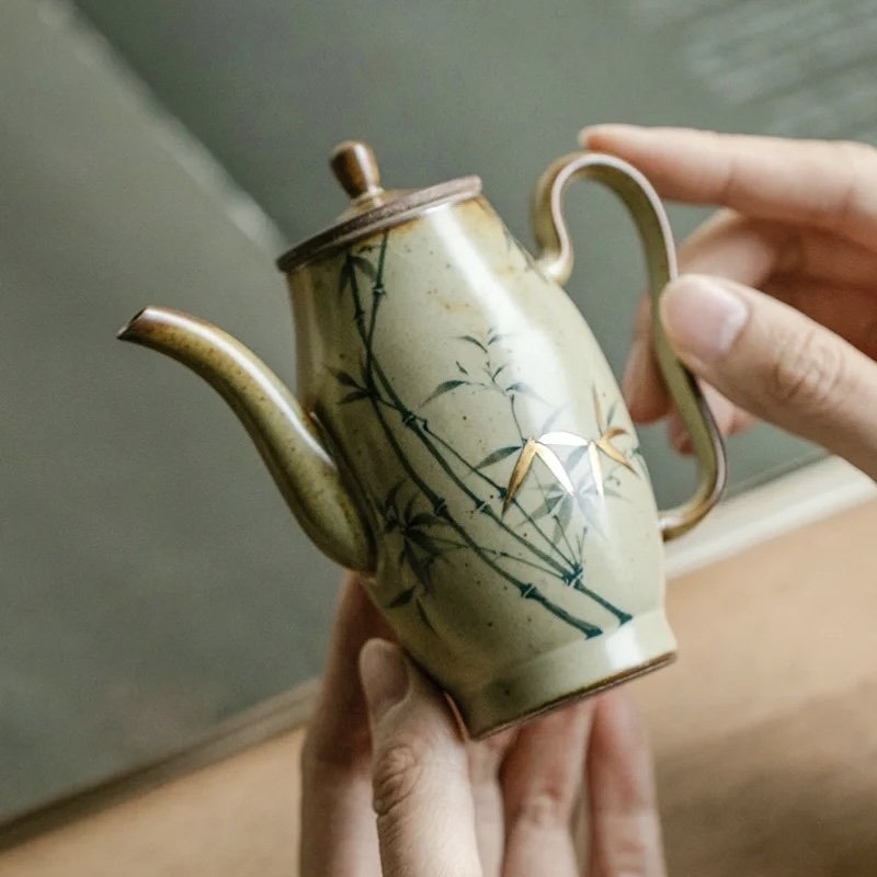 Hand-painted Vintage Style Ceramic Bamboo 120ml Chinese Teapot3 Hand-painted Vintage Style Ceramic Bamboo 120ml Chinese Teapot