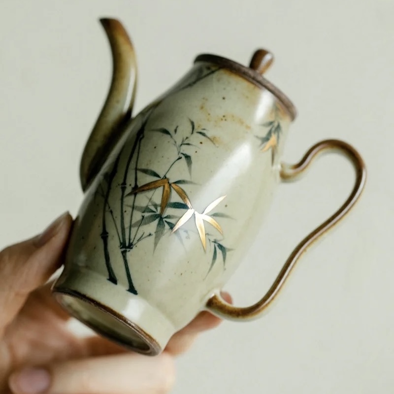 Hand-painted Vintage Style Ceramic Bamboo 120ml Chinese Teapot4 Hand-painted Vintage Style Ceramic Bamboo 120ml Chinese Teapot