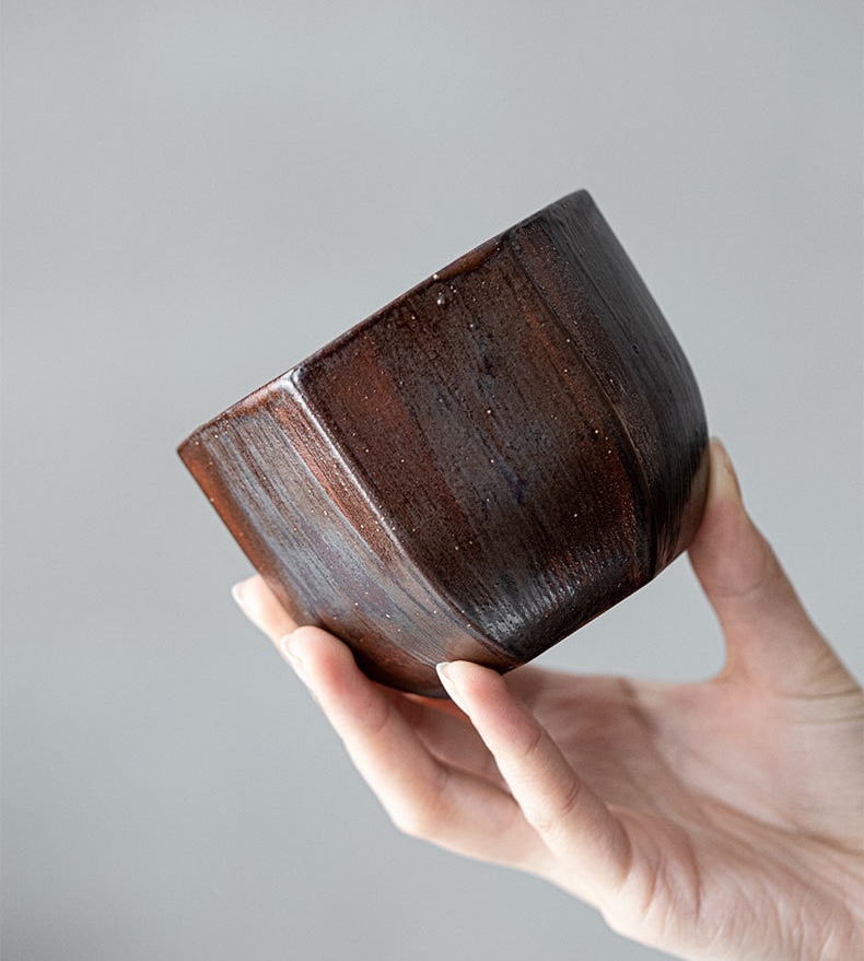 Wabisabi Style Ceramic Hexgonal Tea Basin With Tin Cover6 Wabisabi Style Ceramic Hexgonal Tea Basin With Tin Cover
