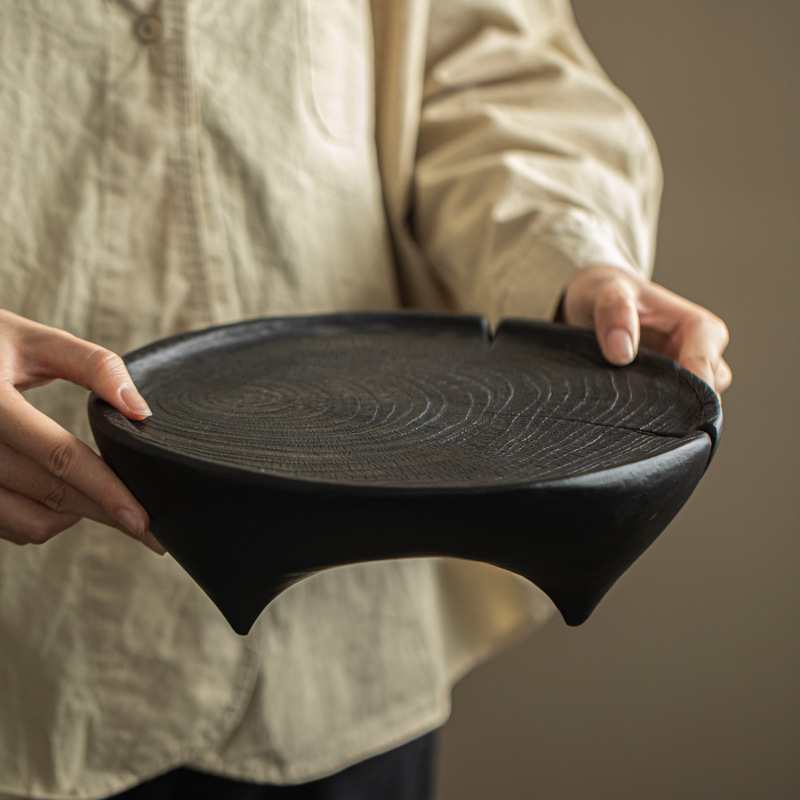 Wabisabi Style Charcoal Fired Wood Zen Tea Tray1 Wabisabi Style Charcoal Fired Wood Zen Tea Tray