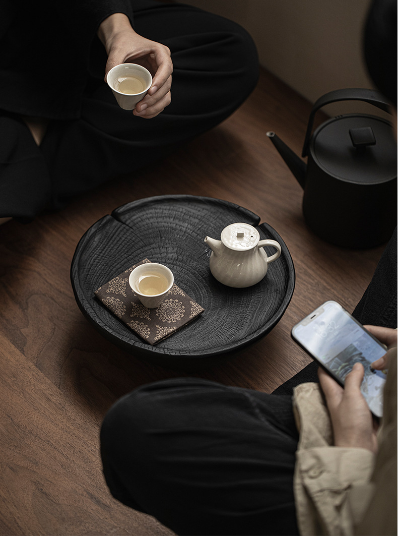 Wabisabi Style Charcoal Fired Wood Zen Tea Tray16 Wabisabi Style Charcoal Fired Wood Zen Tea Tray