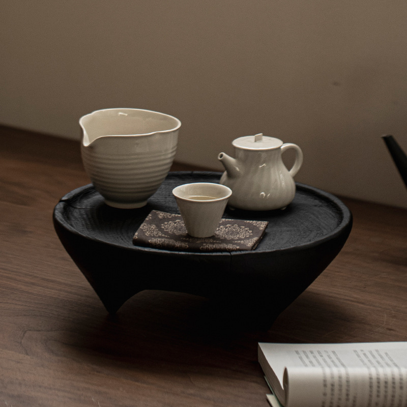 Wabisabi Style Charcoal Fired Wood Zen Tea Tray2 Wabisabi Style Charcoal Fired Wood Zen Tea Tray