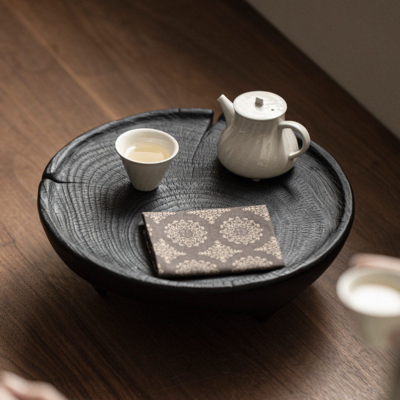Wabisabi Style Charcoal Fired Wood Zen Tea Tray3 Wabisabi Style Charcoal Fired Wood Zen Tea Tray
