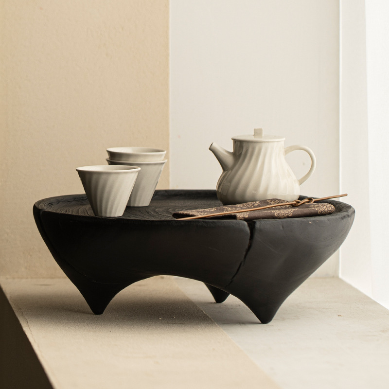Wabisabi Style Charcoal Fired Wood Zen Tea Tray4 Wabisabi Style Charcoal Fired Wood Zen Tea Tray