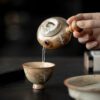 主图-03 Soda Fired Gradient Glaze Ceramic Crane 100ml Teapot