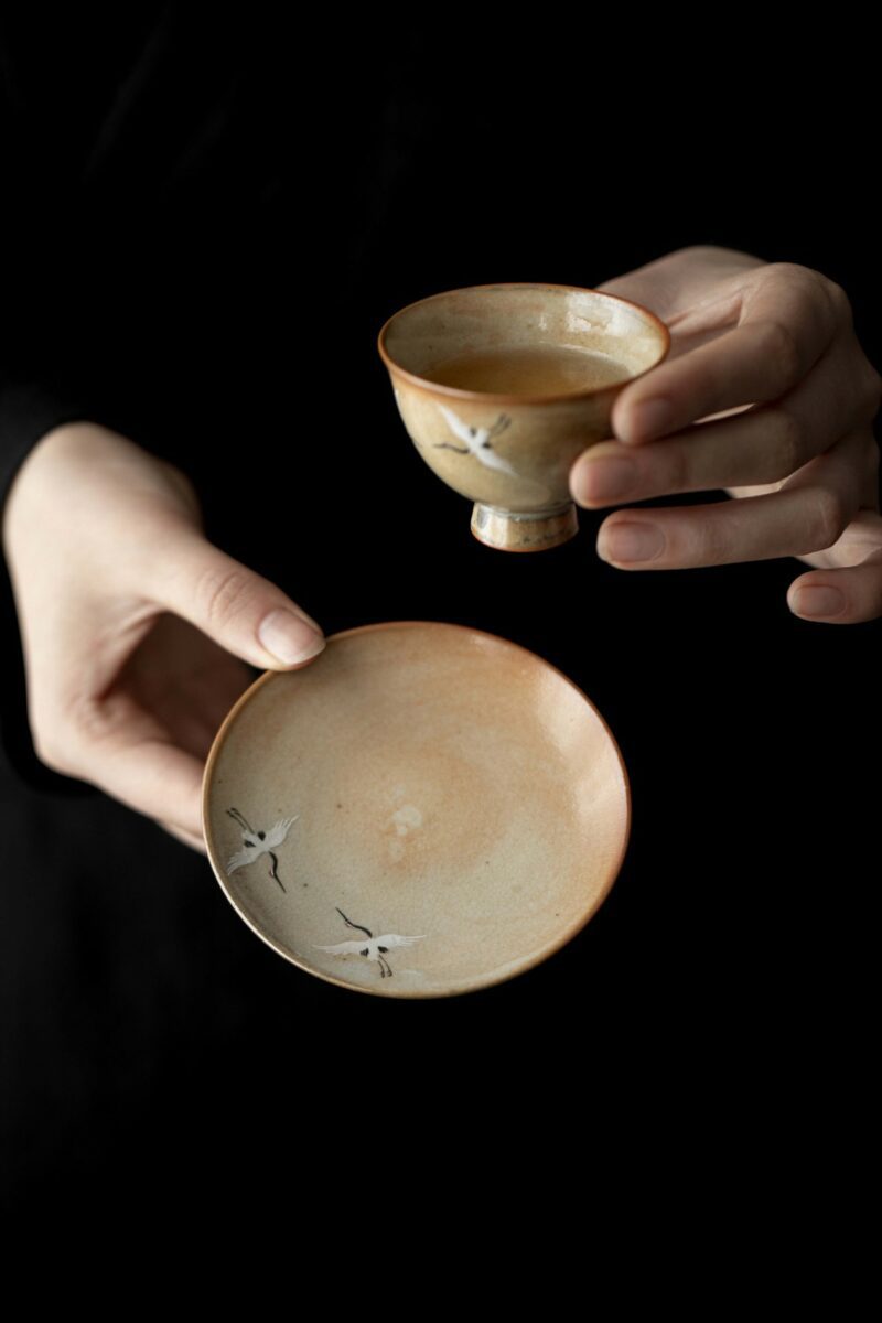 详情-02 Soda Fired Gradient Glaze Ceramic Crane 100ml Teapot