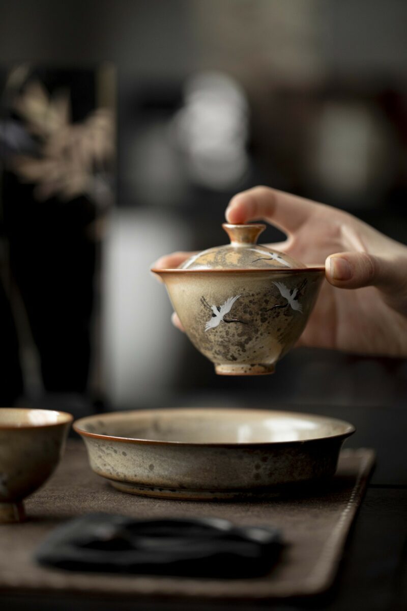 详情-03 Soda Fired Gradient Glaze Ceramic Crane 100ml Teapot