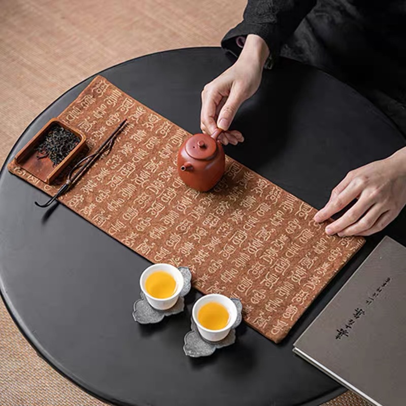 Chinese Style Fabric Calligraphy Tea Mat