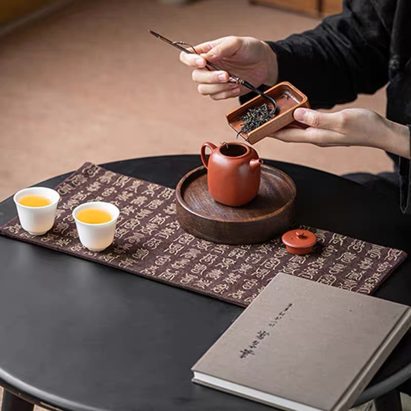 Chinese Style Fabric Calligraphy Tea Mat