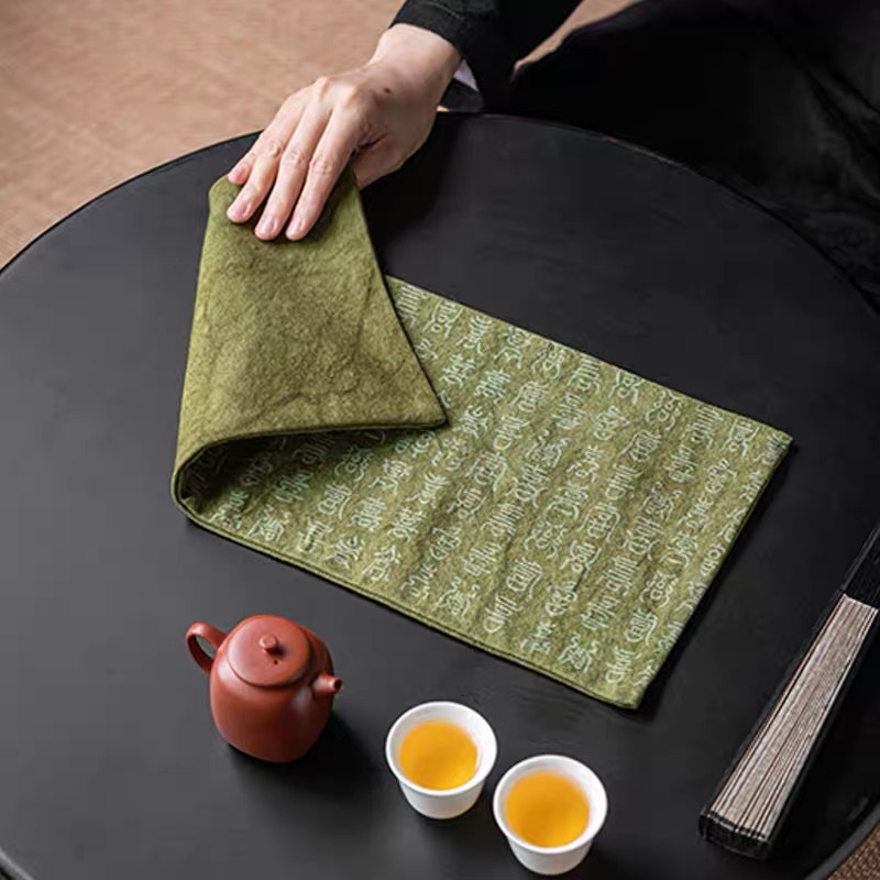 Chinese Style Fabric Calligraphy Tea Mat