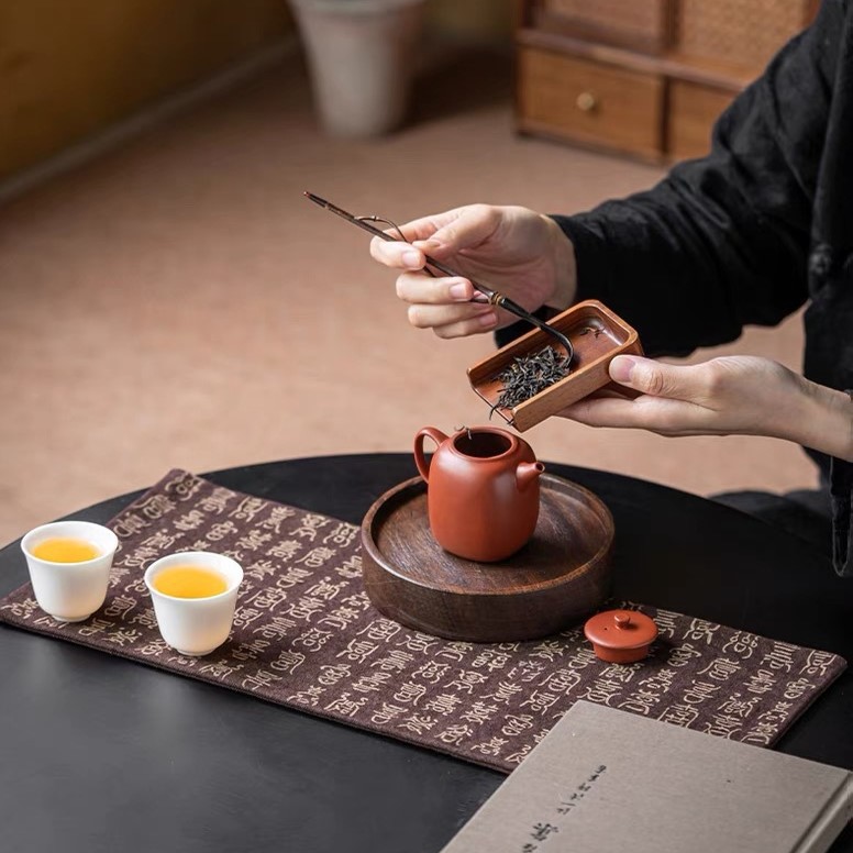 Chinese Style Fabric Calligraphy Tea Mat