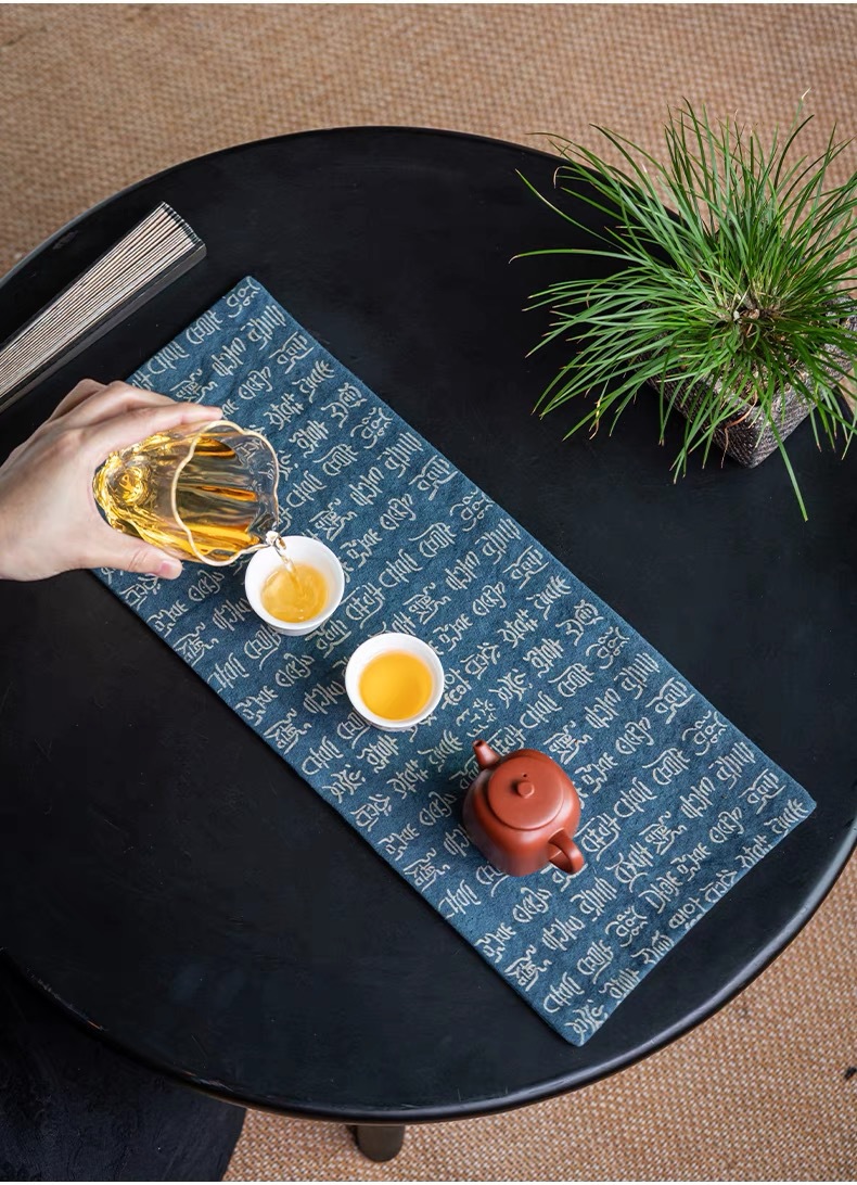 Chinese Style Fabric Calligraphy Tea Mat