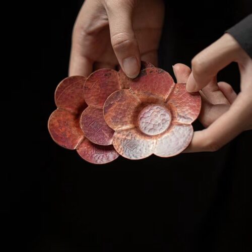 Vintage Style Handmade Copper Flower Petal Tea Saucer