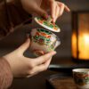 887 (20) Elegant Ceramic Thangka Pattern 120ml Gaiwan