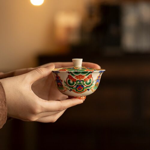 Elegant Ceramic Thangka Pattern 120ml Gaiwan