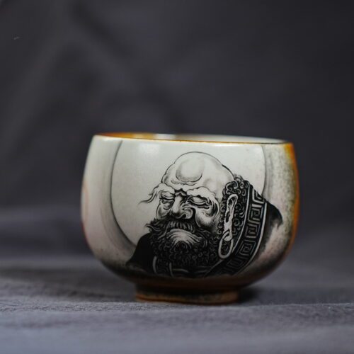 DSC02863 Fully Hand-painted Ceramic Bodhidharma 120ml Tea Cup Pre-Order