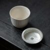 Handmade Ceramic Carved Pattern 150ml Tea Basin with Tin Cover2 Handmade Ceramic Carved Pattern 150ml Tea Basin with Tin Cover