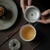 Handmade Ceramic Carved Pattern 150ml Tea Basin with Tin Cover8 Handmade Ceramic Carved Pattern 150ml Tea Basin with Tin Cover