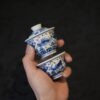 Handmade Hand-painted Qinghua Ceramic Mini 50-60ml Gaiwan Set Ship In 30 Days