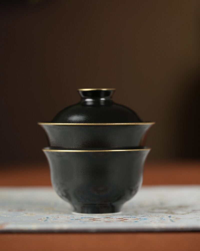 Handmade Mini Ceramic Black Gold 60ml Gaiwan Set2 Handmade Mini Ceramic Black Gold 60ml Gaiwan Set