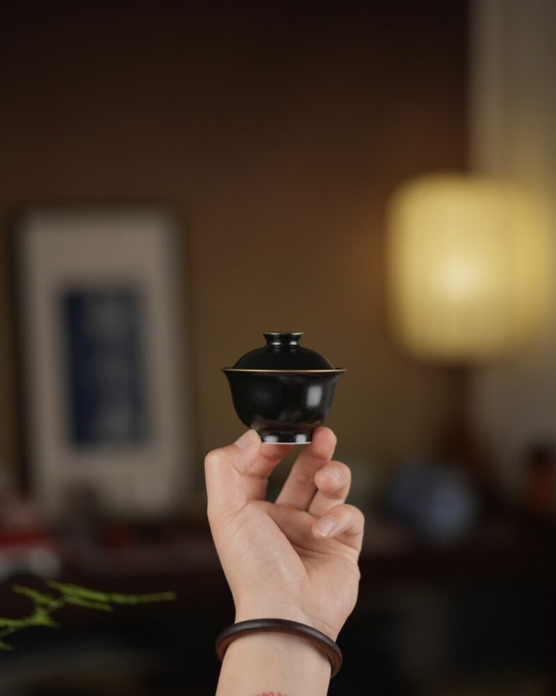 Handmade Mini Ceramic Black Gold 60ml Gaiwan Set3 Handmade Mini Ceramic Black Gold 60ml Gaiwan Set