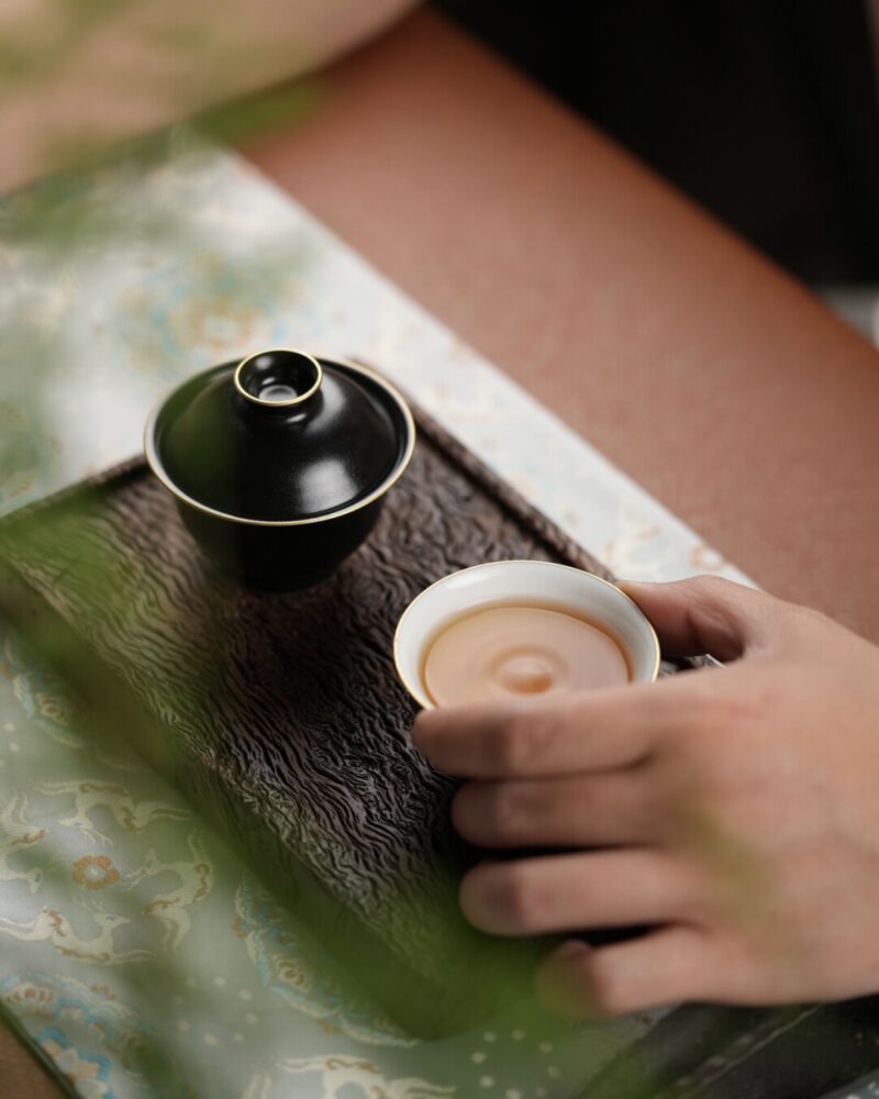Handmade Mini Ceramic Black Gold 60ml Gaiwan Set9 Handmade Mini Ceramic Black Gold 60ml Gaiwan Set