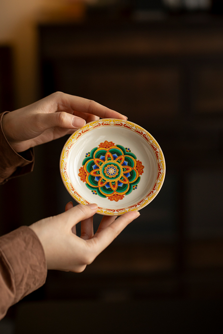 详情-02 Elegant Ceramic Thangka Pattern 120ml Gaiwan