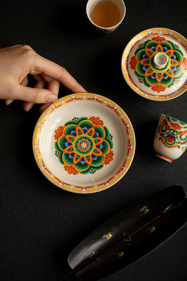 详情-03 Elegant Ceramic Thangka Pattern 120ml Gaiwan