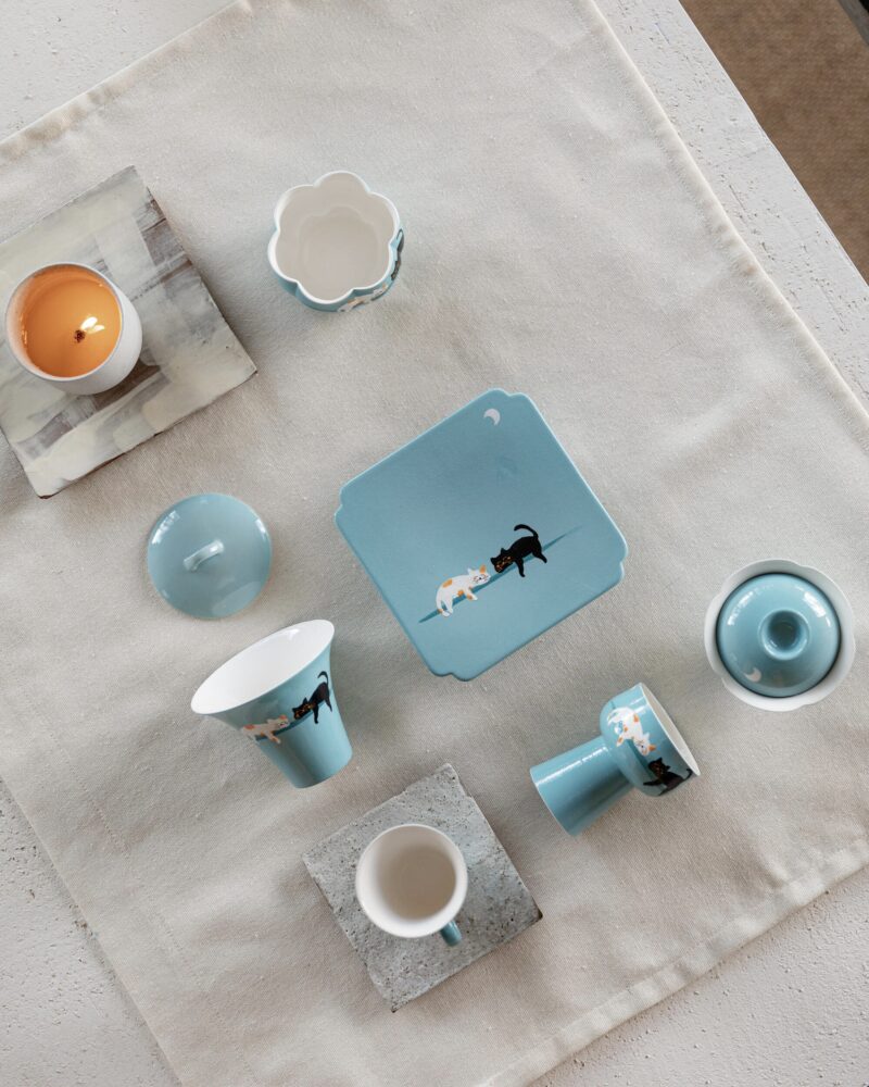 Creative Design Ceramic Dreamy Kitty 120ml Gaiwan