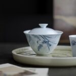 Hand-painted Ceramic Blue Swallows 120ml Gaiwan