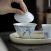 Hand-painted Ceramic Blue Swallows 120ml Gaiwan