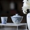Hand-painted Ceramic Blue Swallows 120ml Gaiwan