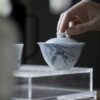 Hand-painted Ceramic Blue Swallows 120ml Gaiwan