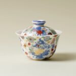 Handmade Dou Cai Ceramic Flowers and Butterfly 120ml Gaiwan