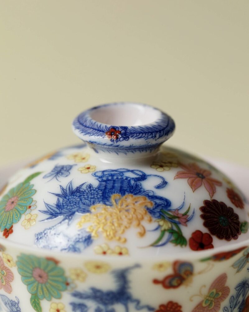 Handmade Dou Cai Ceramic Flowers and Butterfly 120ml Gaiwan6 Handmade Dou Cai Ceramic Flowers and Butterfly 120ml Gaiwan