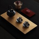 Handmade Traditional Lacquer Wood Golden Leaf Tea Tray