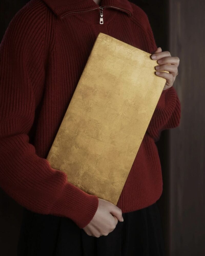 Handmade Traditional Lacquer Wood Golden Leaf Tea Tray7 Handmade Traditional Lacquer Wood Golden Leaf Tea Tray